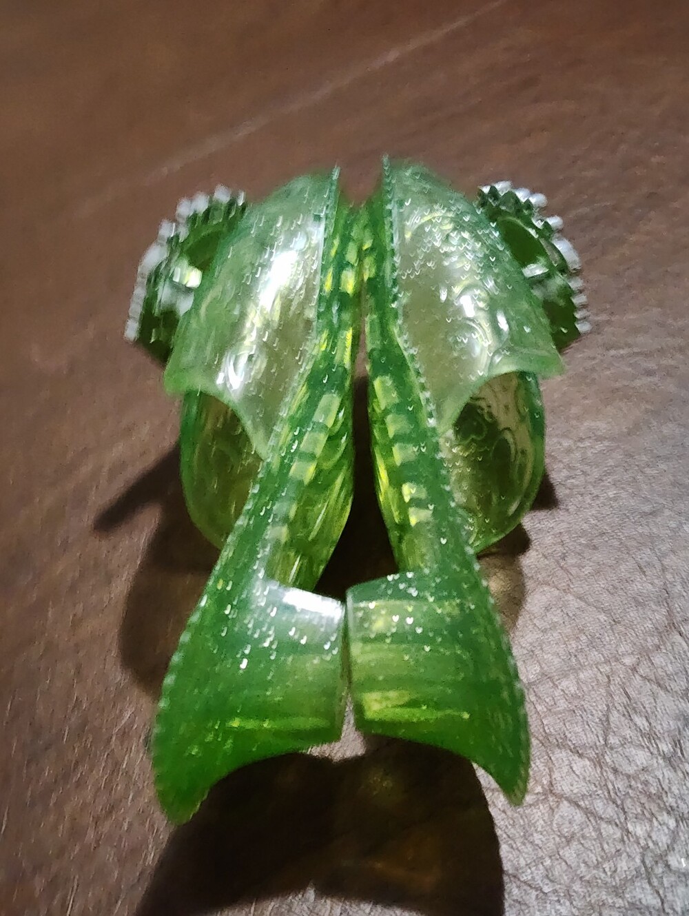 Green Jelly Princess Slippers with Portrait Medallions - Picture 6 of 9